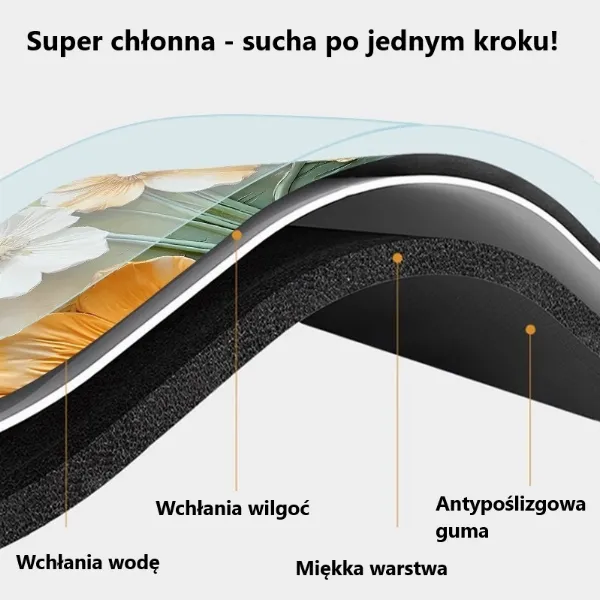 MATA ŁAZIENKOWA 3D KWIATY WODOODPORNA